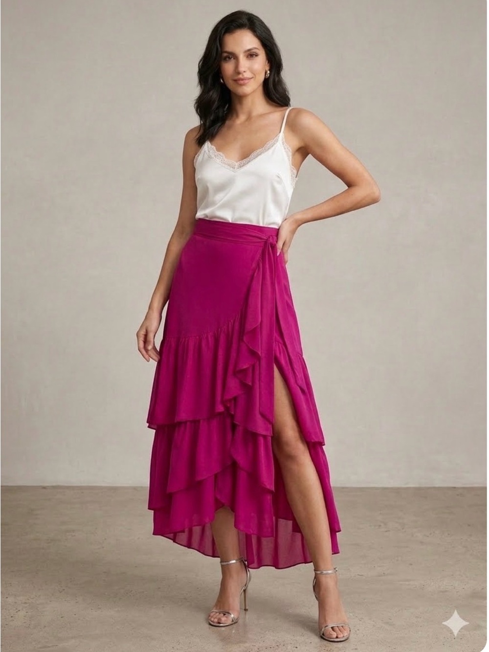 Thalia Sodi Pink Tiered Skirt BarbieCore
